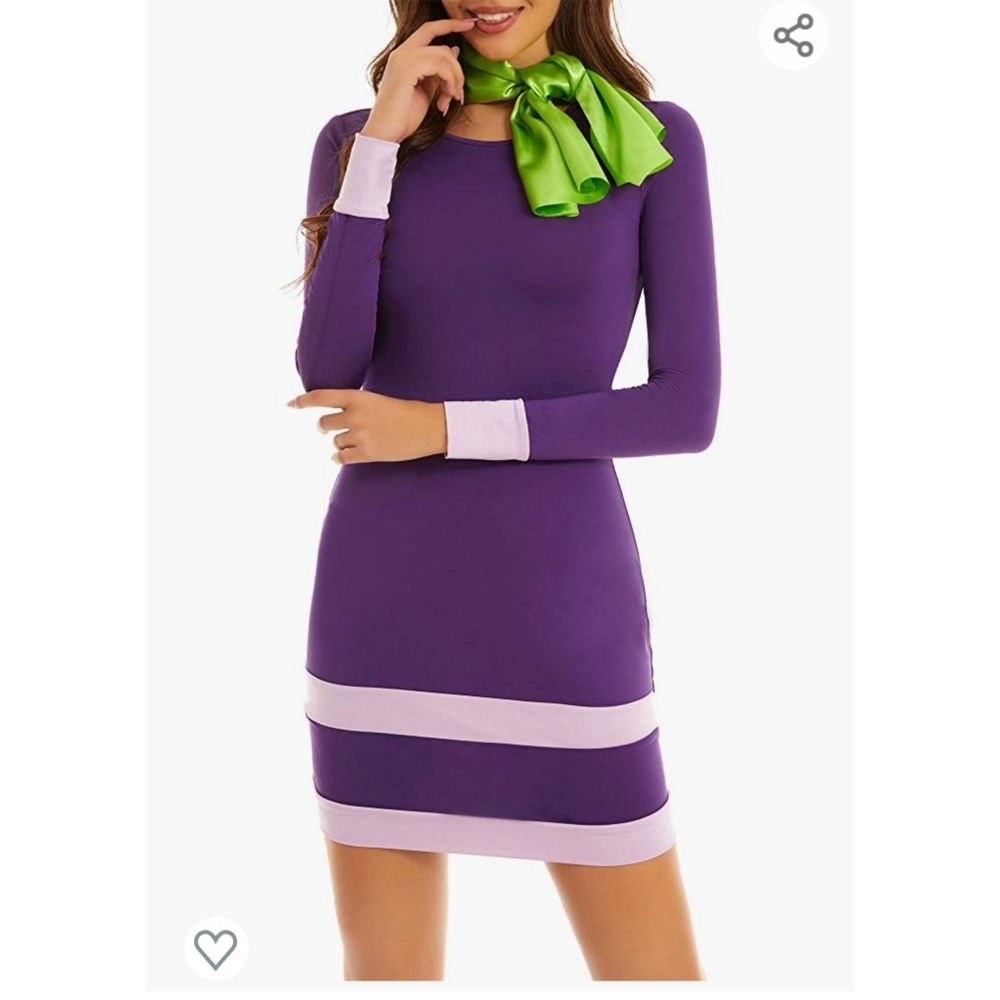 Adult Daphne Costume - Scooby Doo, purple dress and green scarf , cosplay